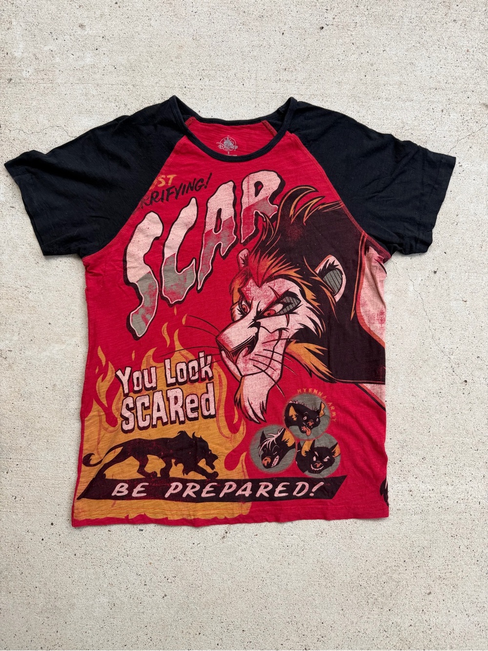 Disney Parks The Lion King Scar Be Prepared Graphic Raglan T-Shirt Red Black S